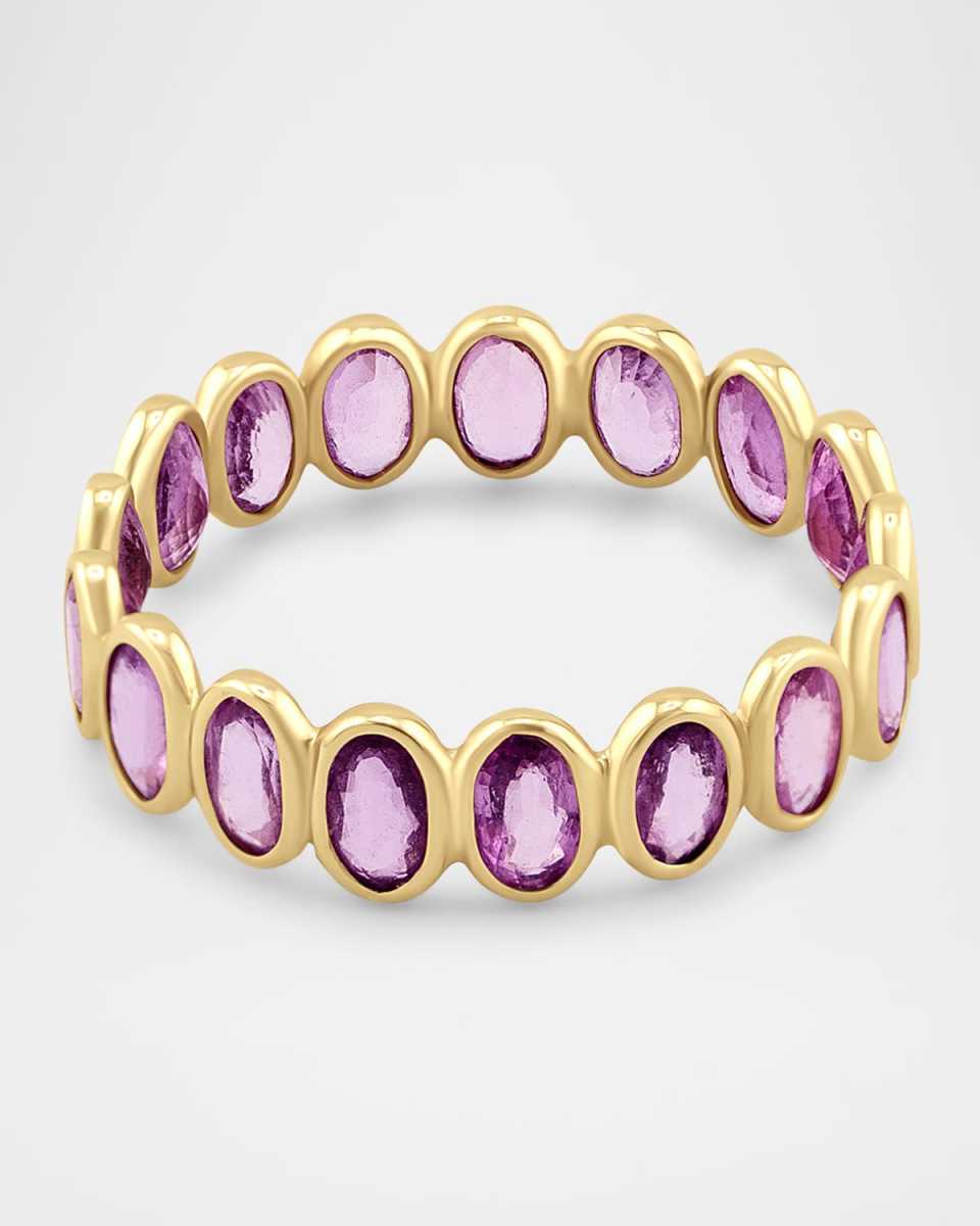 14K Yellow Gold Pink Sapphire Bezel Ring, Size
